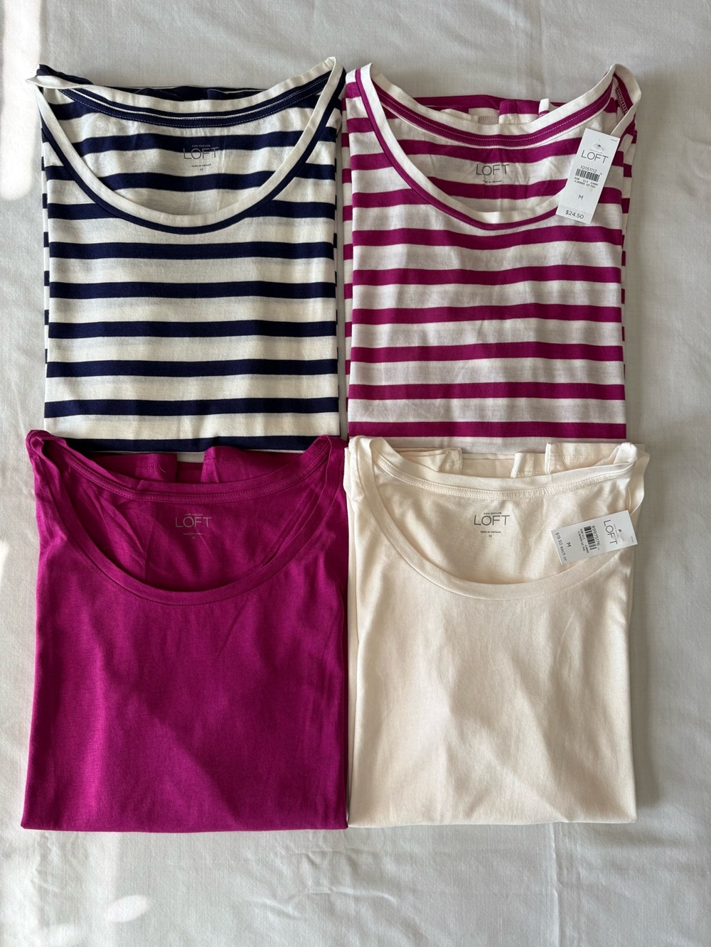 LOFT Cotton Modal T-Shirt Bundle Size M Medium Set of 4 NWT Like New